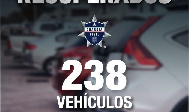 Durante agosto, 238 vehículos recuperados: SSP