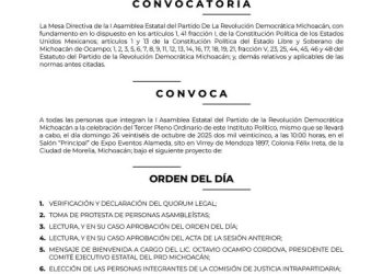 PRD Michoacán celebrará su Asamblea Estatal para definir rumbo hacia 2027