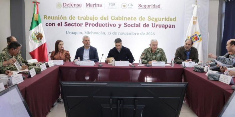 Dentro del Plan Michoacán, acuerdan plan región Uruapan Harfuch, Bedolla y Quiroz