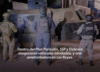 En Plan Paricutín, SSP y Defensa aseguran vehículos blindados y ametralladora en Los Reyes