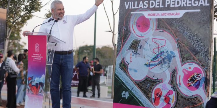 Bedolla inaugura macroglorieta de Villas del Pedregal, un espacio para la convivencia al poniente de Morelia
